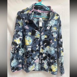 Vera Bradley Womens floral Fleece Jacket Chrysanthemum Crush Zip Up 12-14 large